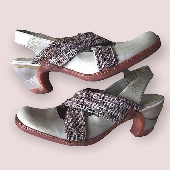 Eject Shoes - EJECT Leather Woven Slingback Heel Size EU 41